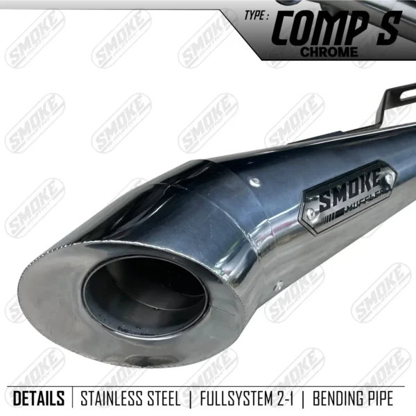 Smoke Muffler Comp s Chrome Exhaust System For harley Davidson