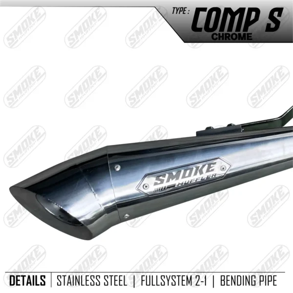 Smoke Muffler Comp s Chrome Exhaust System For harley Davidson