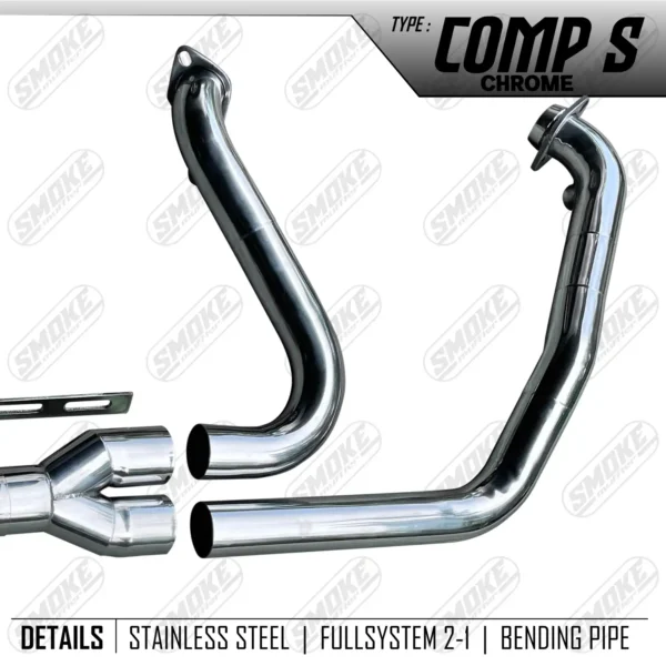 Smoke Muffler Comp s Chrome Exhaust System For harley Davidson