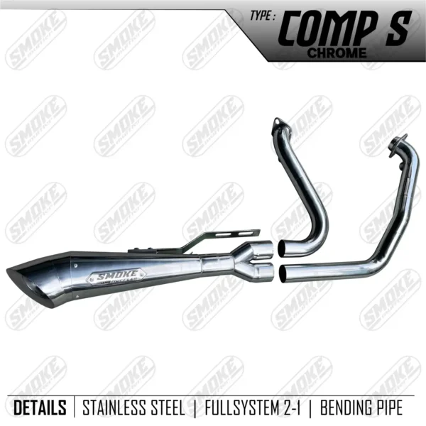 Smoke Muffler Comp s Chrome Exhaust System For harley Davidson