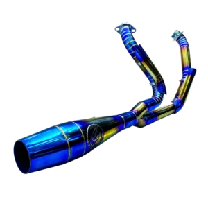 Smoke Muffler Bigshot Blue Harley Davidson Custom Exhaust Pipes System 2 Into1