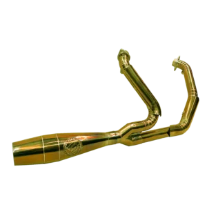 Smoke Muffler Bigshot Gold Harley Davidson Custom Exhaust System Pipes 2 Into 1